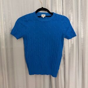blue cable knit sweater shirt